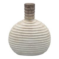 Horizontal Ribbed Grey Ceramic Vase, 8"