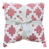 2-Pack Pink Geo Throw Pillow with Tassels, 20"