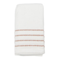 Set of 4 Ivory Ribbed Napkins with Rose Insert Stripes, 18"