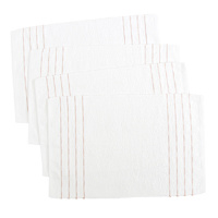 Set of 4 Ivory Ribbed Placemats with Rose Insert Stripes, 13x72