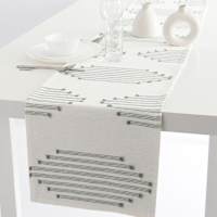 Ivory Table Runner with Green Broken Stripes Design, 14x72
