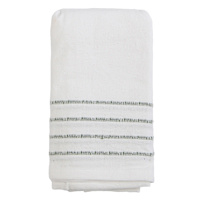 Set of 4 Ivory Ribbed Napkins with Green Insert Stripes, 18"