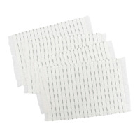 Set of 4 Ivory Reversible Rib Placemats with Green Stripes