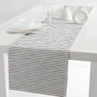 Ivory with Navy Blue Wave Table Runner, 72x14