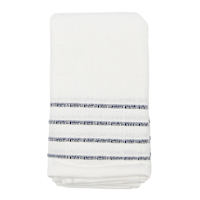 Set of 4 White Ribbed Napkins with Blue Insert Stripes, 18"