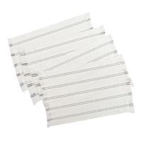 Set of 4 Ivory Woven Ribbed Placemats with Grey Stripes & Fringe
