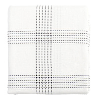 White Dobby with Black Windowpane Tablecloth, 60x84