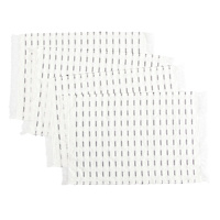 Set of 4 Ivory Reversible Rib Placemats with Black Stripes, 13x17