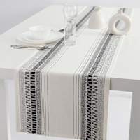 Natural with Black Tribal Stripes Table Runner, 14x72