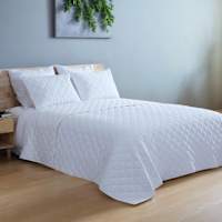 Providence 3-Piece White Cotton Velvet Quilt Set, Full/Queen