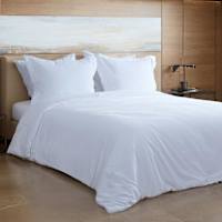 Providence 3-Piece White Cotton Velvet Duvet Set, Full/Queen