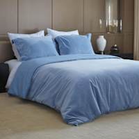 Providence 3-Piece Light Blue Cotton Velvet Comforter Set, Full/Queen