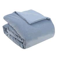 Providence 3-Piece Light Blue Cotton Velvet Comforter Set, King