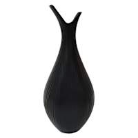 Black Long Neck Ceramic Bottle Vase, 10"