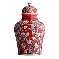 13In Red Ceramic Ginger Vase