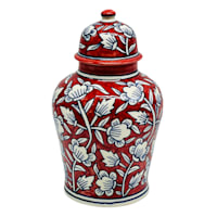 9In Red Ceramic Ginger Vase