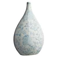 Blue Floral Ceramic Vase, 16"