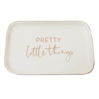 White Pretty Little Things Ceramic Trinket Tray, 6"