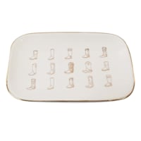 White Cowboy Boots Ceramic Trinket Tray, 5"