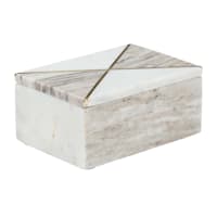 7X5 Marble Rectangular Box With White And Brown Inlay
