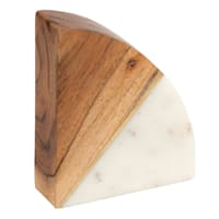 1-Piece Wood & Marble Quarter Circle Bookend