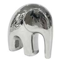 Silver Ceramic Modern Elephant, 5"