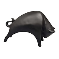 Black Abstract Charging Bull, 8"