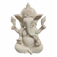 Cream Ganesha Resin Elephant, 10"