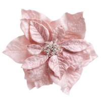 Pink Glittered Poinsettia Clip Ornament, 8"