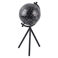 Black Metal Globe with Stand, 15"
