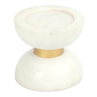 Crosby St. Marble with Gold Metal Ring Pillar Candle Holder, 4.5"