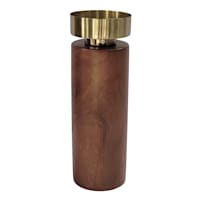 10In Wood Base And Gold Top Pillar Holder