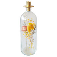 Honeybloom Glass Bottle with Plant Taper Candle Holder, 11.5"