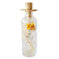 Honeybloom Glass Bottle with Plant Taper Candle Holder, 8"