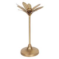 Gold Metal Leaf Taper Candle Holder, 12"