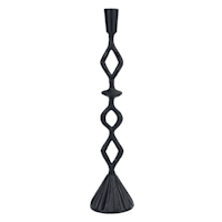 Black Patterned Stem Metal Taper Candle Holder, 18"