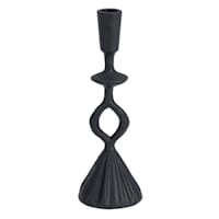 Black Patterned Stem Metal Taper Candle Holder, 10"
