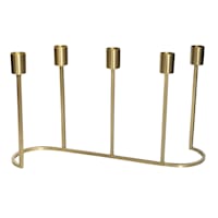 Gold 5-Candle Taper Holder with Curved Line Base, 14"