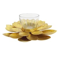 Found & Fable Gold Metal Lotus Tealight Candle Holder, 7.5"