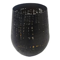 Found & Fable Black Punched Metal Hurricane, 5"