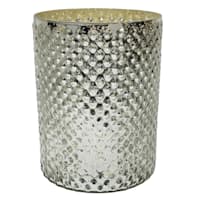 Grey Textured Mercury Glass Hurricane, 7"