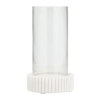 8In Clear Glass With Ribbed White Marble Base Hurricane
