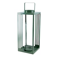 Green Metal Lantern with Handle, 17"