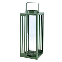 Green Metal Lantern with Handle, 12"