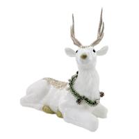 Gold White Sitting Deer, 11"