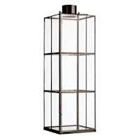 Black Metal Rectangle Cutout Oversized Lantern, 25"