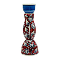 10In Red And Blue Floral Taper Holder