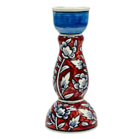 8In Red And Blue Floral Taper Holder