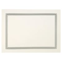 White Faux Leather Placemat with Grey Embroidered Border, 13x17