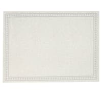 Neutral Faux Leather Placemat with Dot Embroidered Border, 13x17